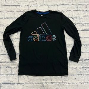 Adidas long sleeve cotton tee. Boys sz 14 color line.